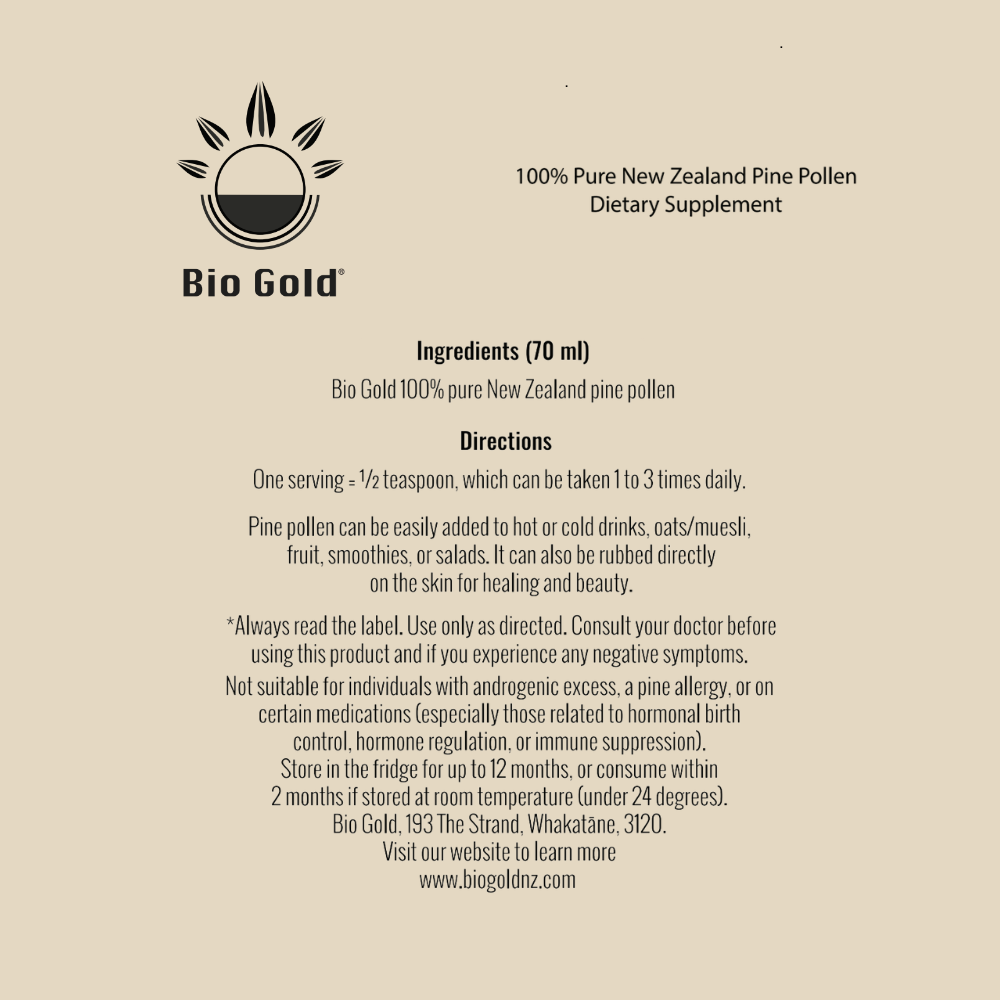 Bio Gold pine pollen powder ingredients
