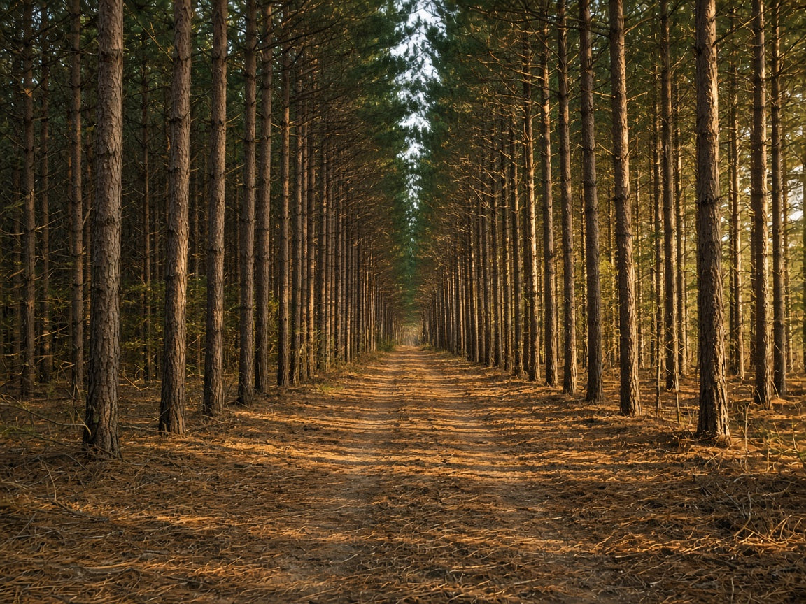 A forestry track through a New Zealand pine forest